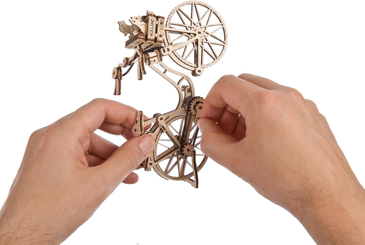 3D Wooden Bicycle Puzzle Kit with Moving Chain Drive & Realistic Pedals