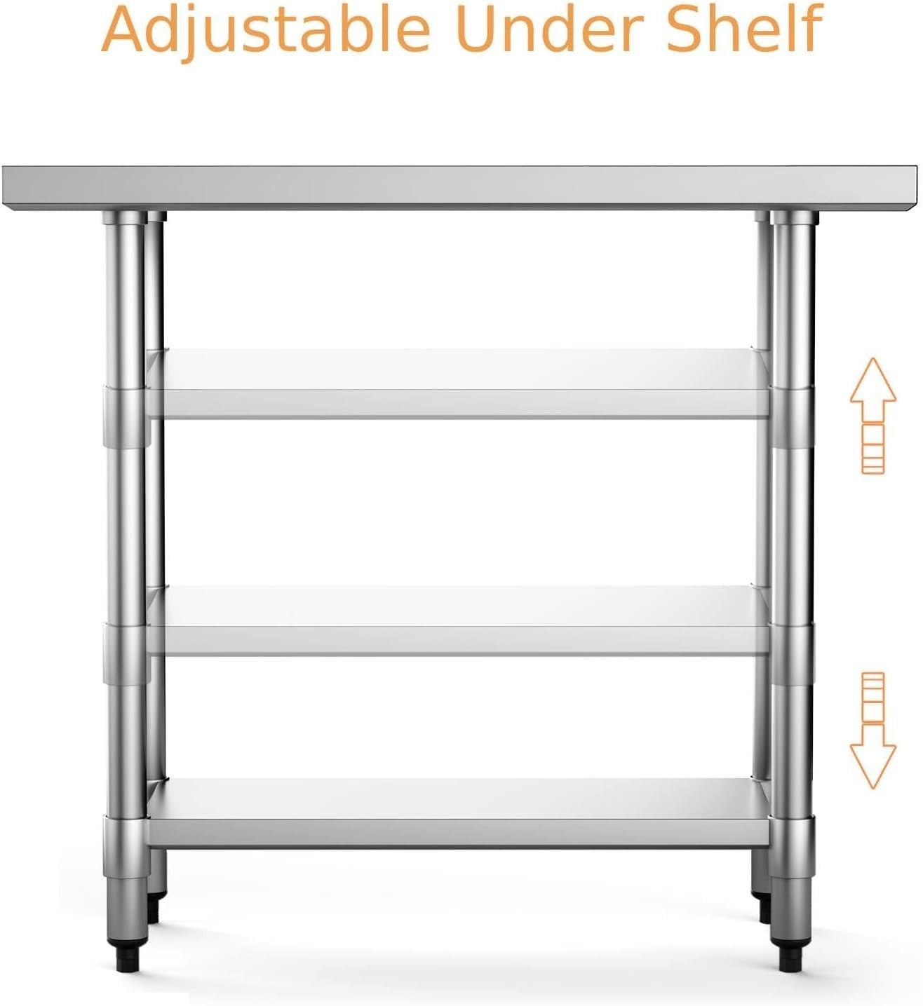 Stainless Steel Catering Table 91x61cm Heavy Duty Prep Workbench 250kg Shelf