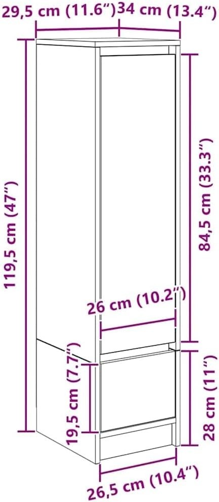 Modern Sonoma Oak Storage Cabinet with Spacious Drawer & Moisture Resistance