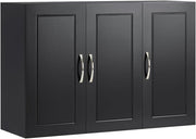 Wall Mounted Bathroom Cabinet with 3 Doors, Adjustable Shelves, Black