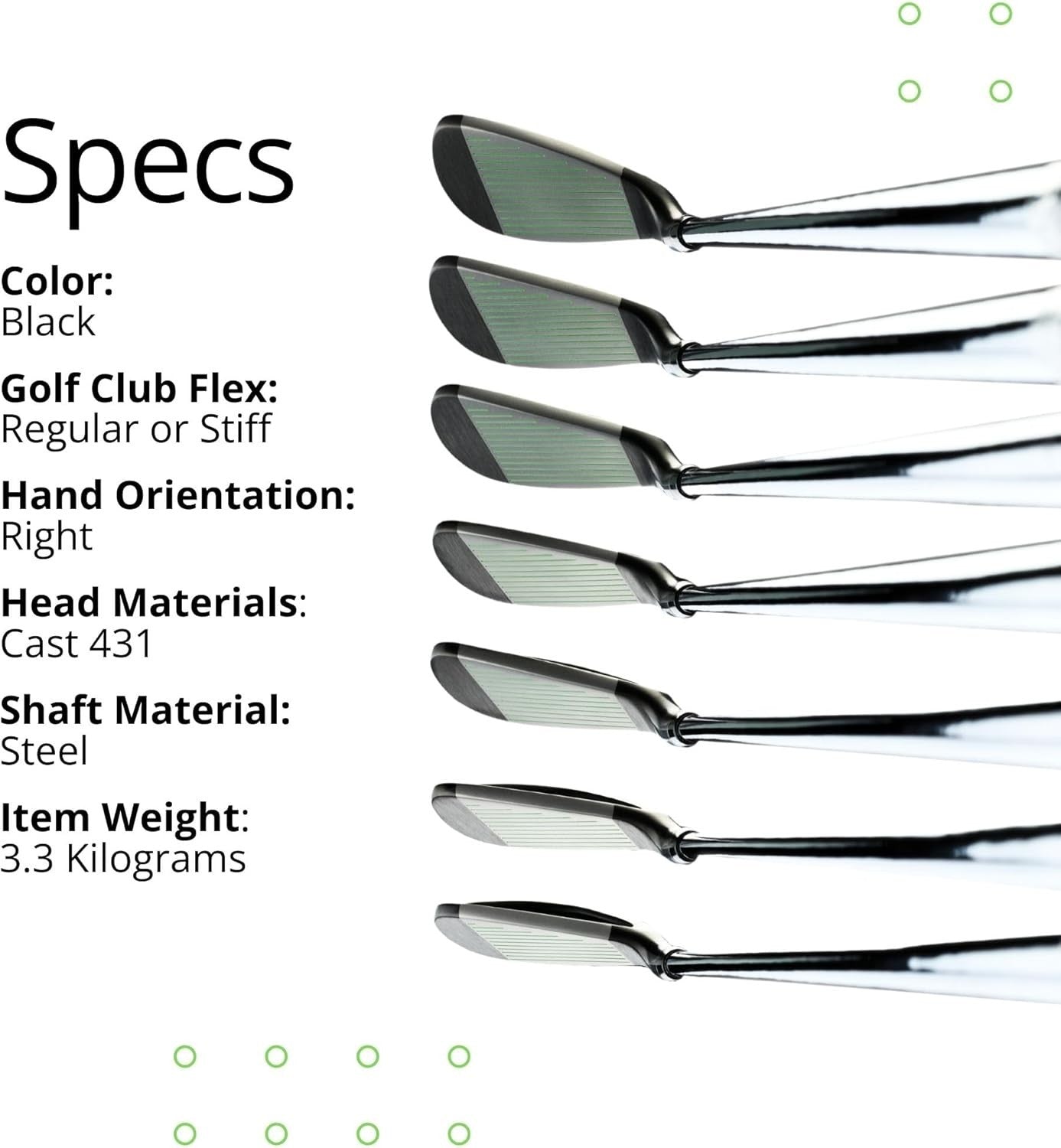 Right Hand Stiff Flex Iron Set 4-PW Steel Shafts Forgiving Distance