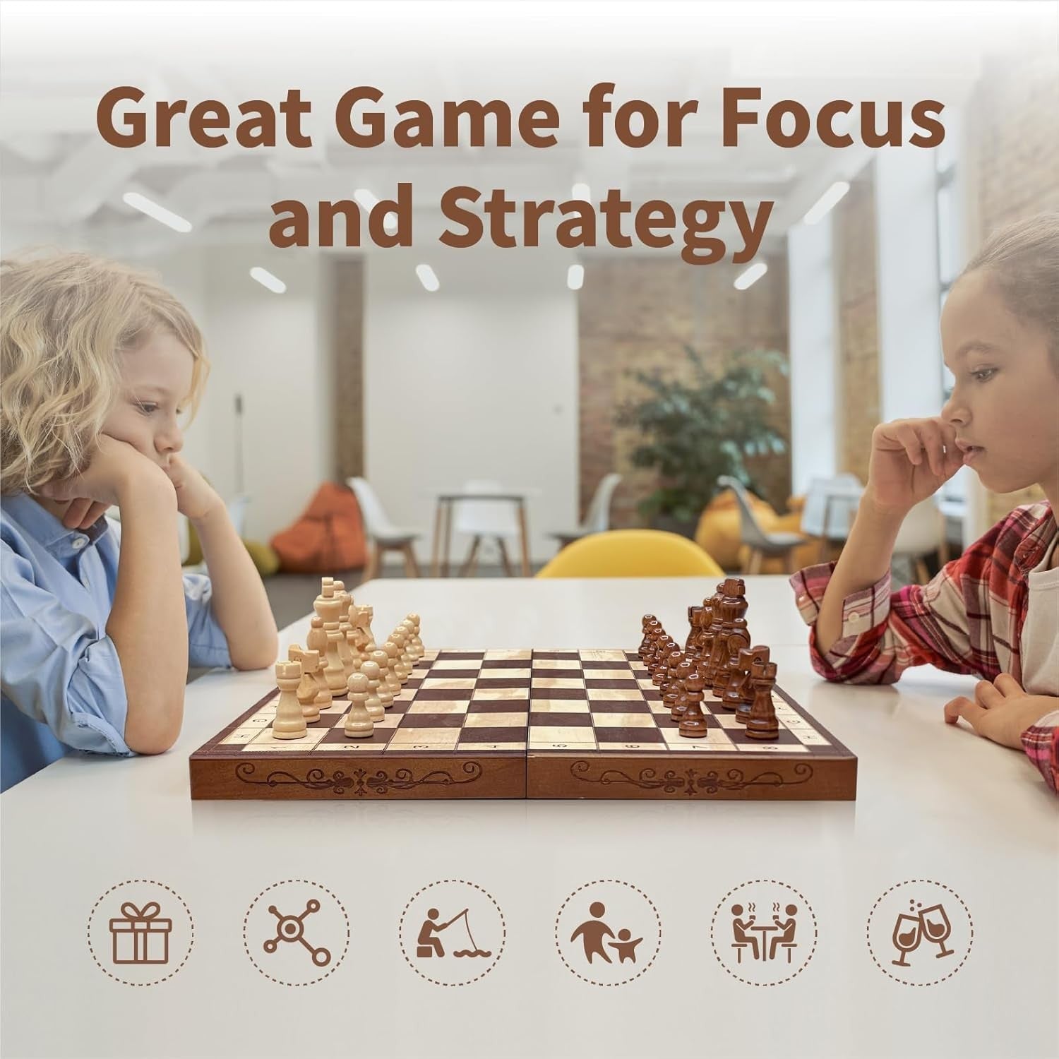 Luxury 15.7" Magnetic Folding Wooden Chess Set with Storage Slots Travel Game