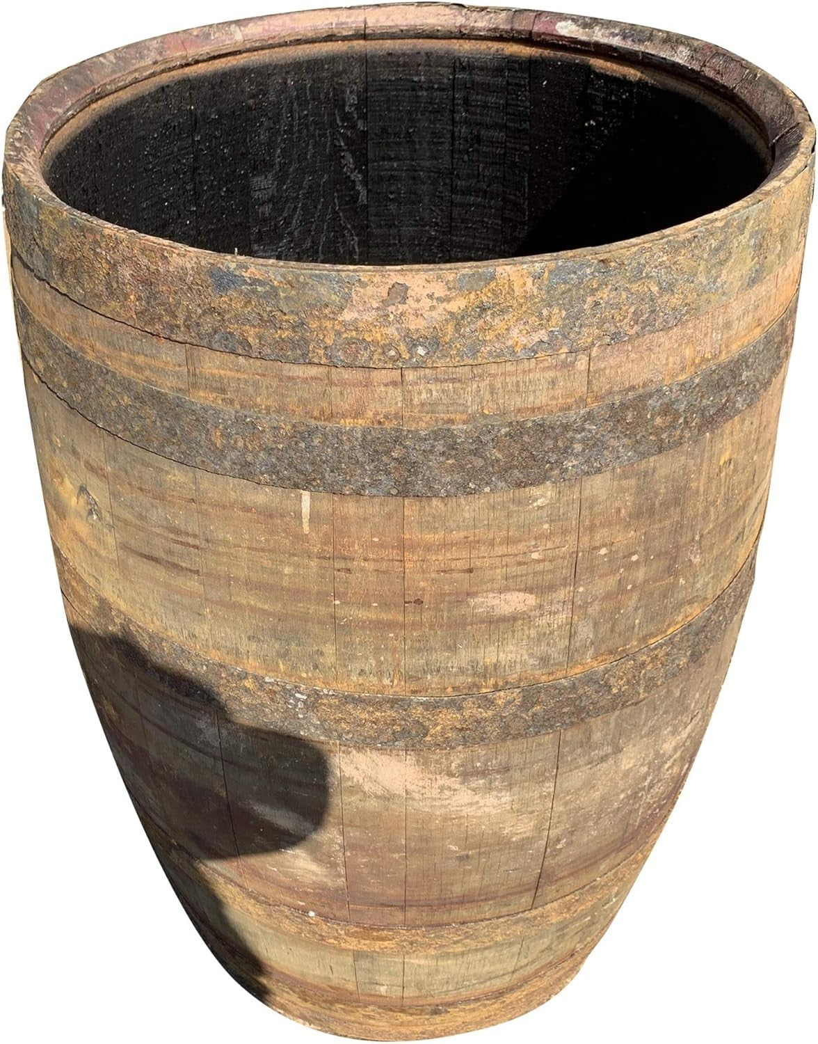 200L Rustic Oak Whisky Barrel Water Butt With Removable Top & Tap
