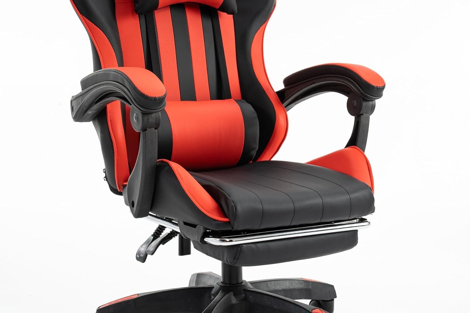 Red PU Leather Gaming Chair Office Desk Swivel PC Recliner Footrest Padded Seat