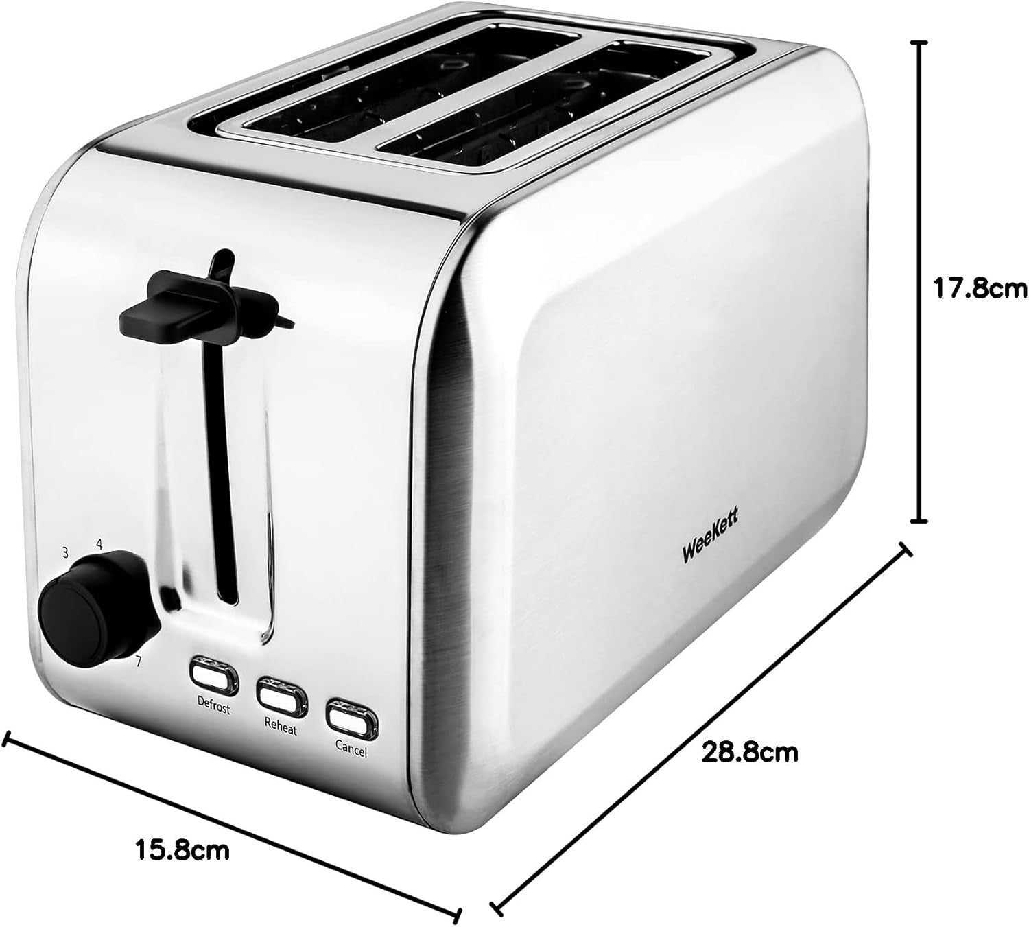 2 Slice Toaster Stainless Steel Wide Slot Variable Browning Compact Kitchen
