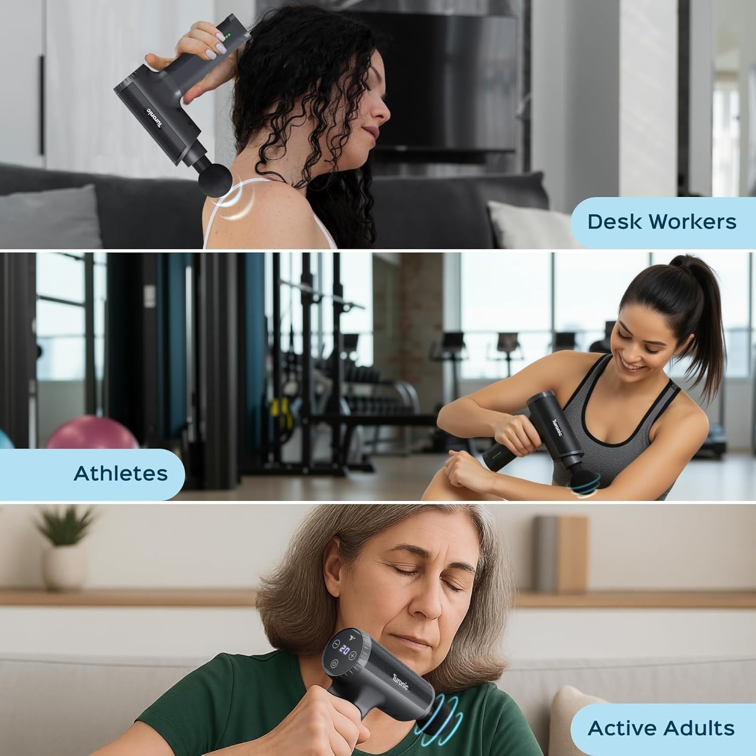 Deep Tissue Massage Gun Powerful Percussion Muscle Therapy 20 Speeds 7 Heads