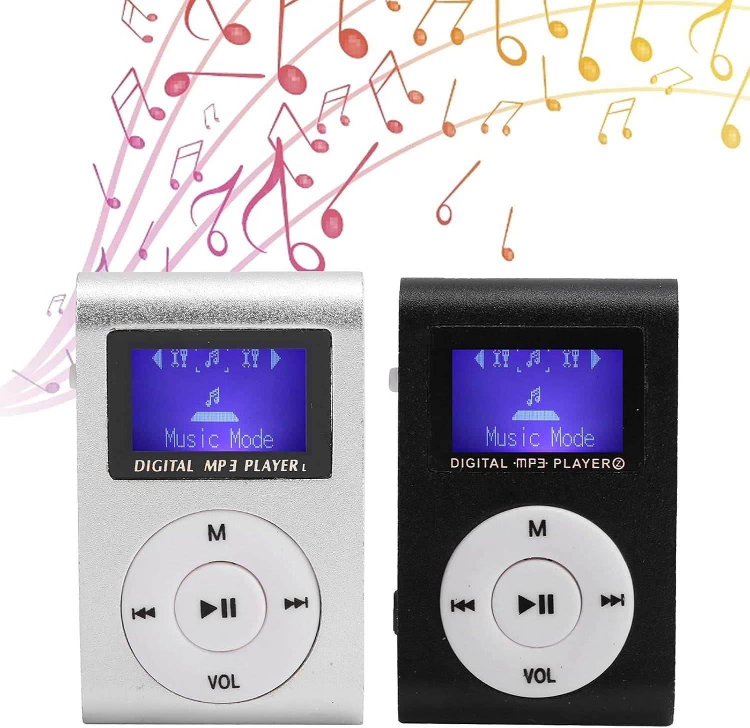 Portable Mini MP3 Player with Sports Clip, LCD Screen & Earphones – Silver
