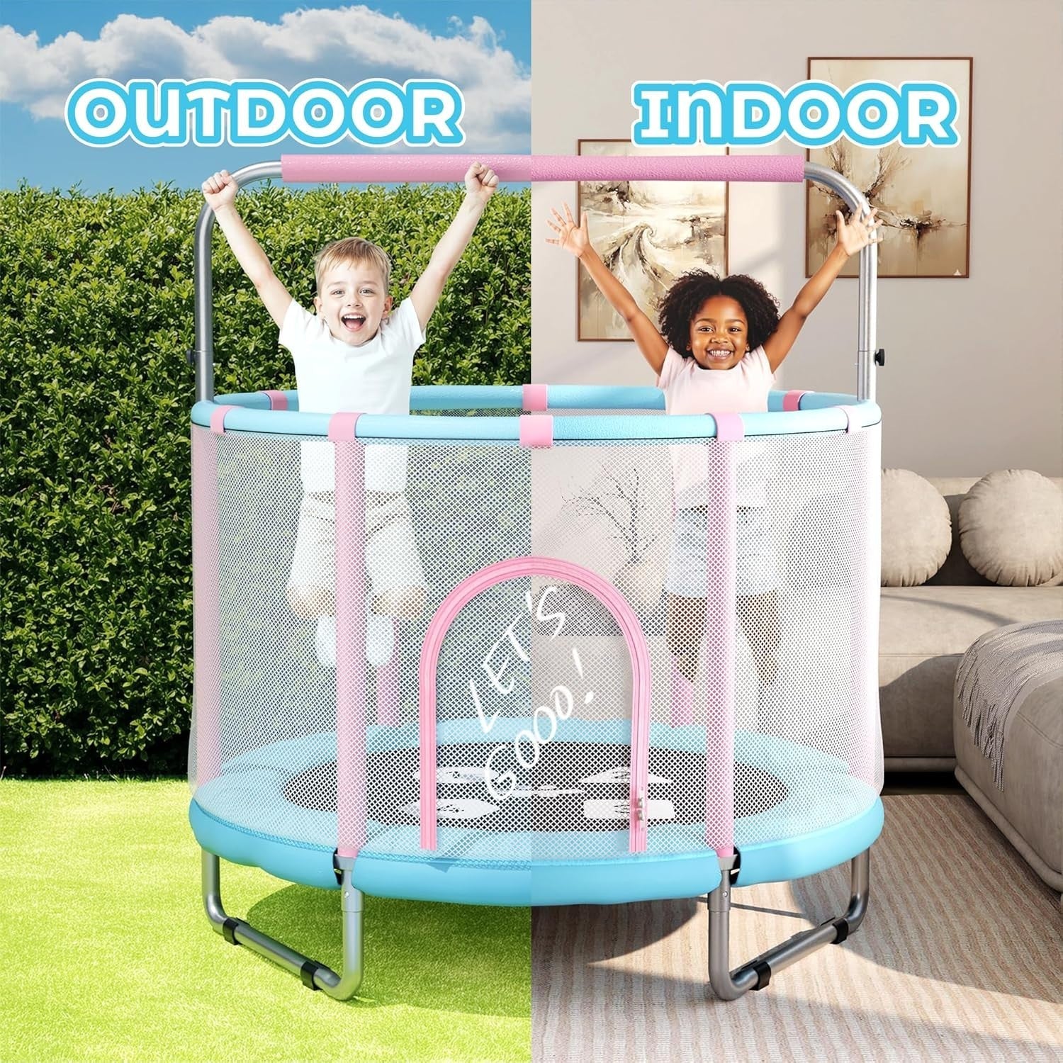 Toddler Indoor Outdoor Trampoline with Safety Enclosure 5FT Ages 1–6