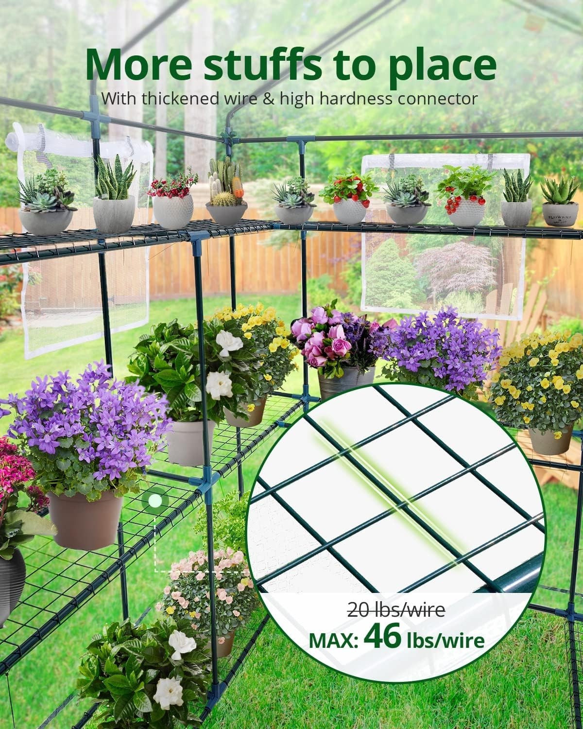 Large Walk-In Greenhouse with Shelves | Heavy Duty Clear PVC Cover | Steel Frame