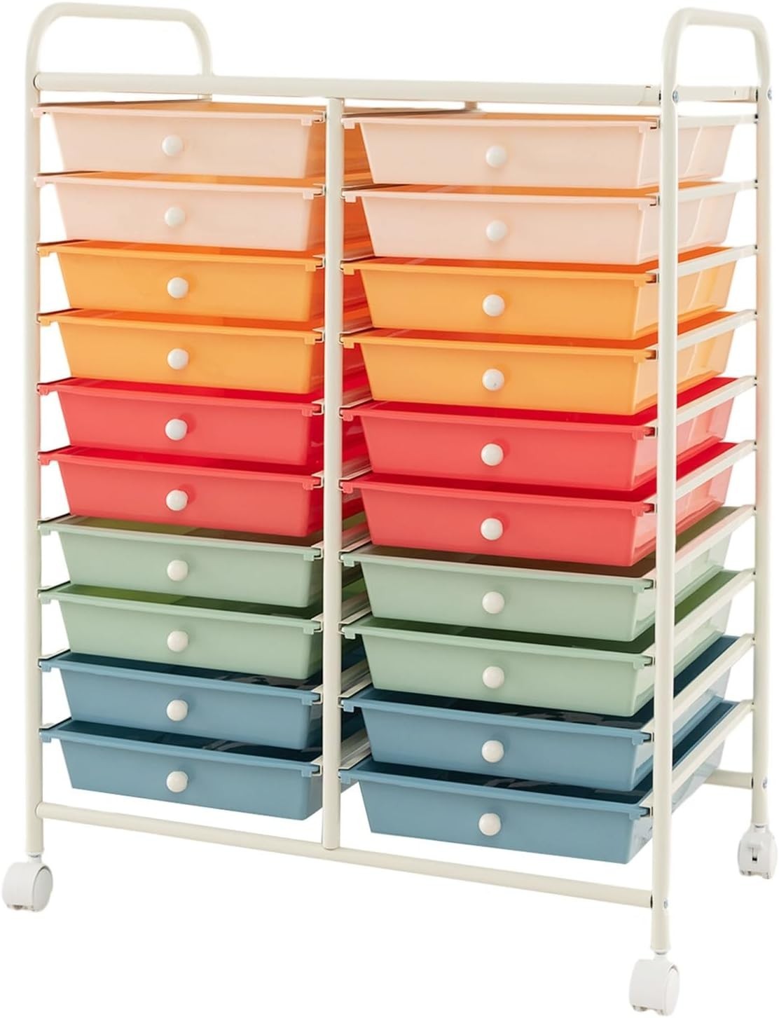 20 Drawer Rolling Storage Cart Mobile Organizer Trolley Lockable Wheels