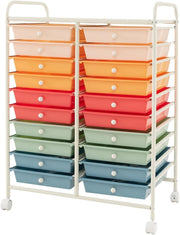20 Drawer Rolling Storage Cart Mobile Organizer Trolley Lockable Wheels