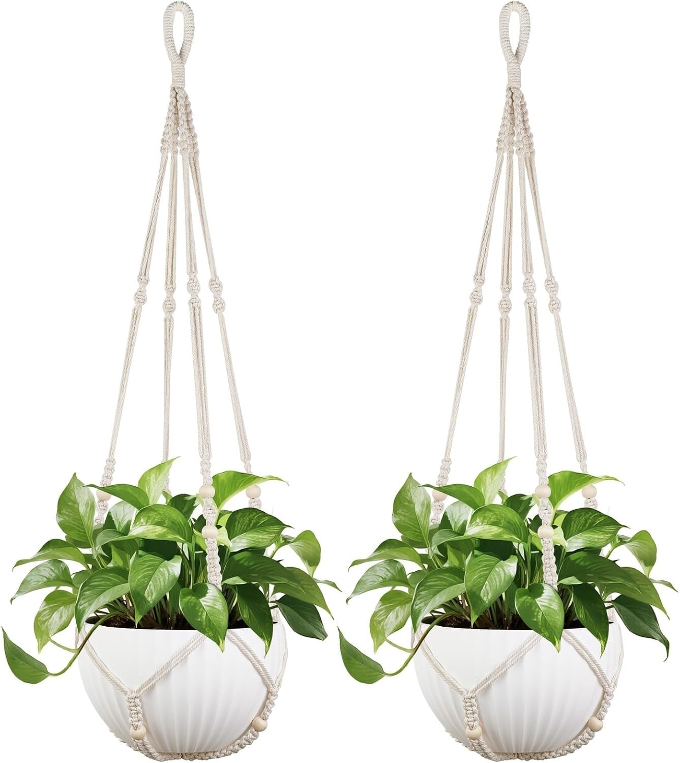 43" Macrame Plant Hanger Set of 2 Boho Indoor Outdoor Pot Holder