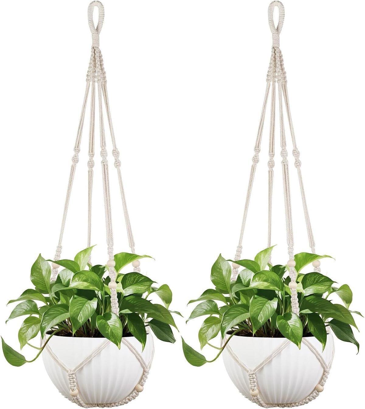 43" Macrame Plant Hanger Set of 2 Boho Indoor Outdoor Pot Holder