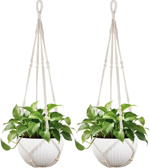 43" Macrame Plant Hanger Set of 2 Boho Indoor Outdoor Pot Holder