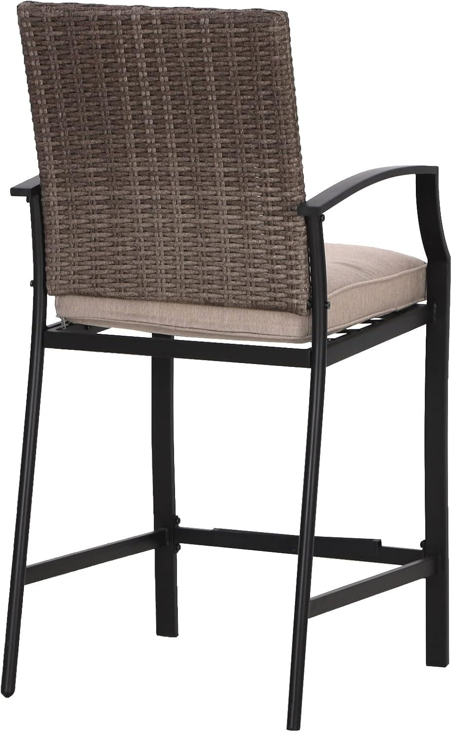 Rattan Garden Bar Stools Set of 2 High Outdoor Balcony Bistro Counter Chairs