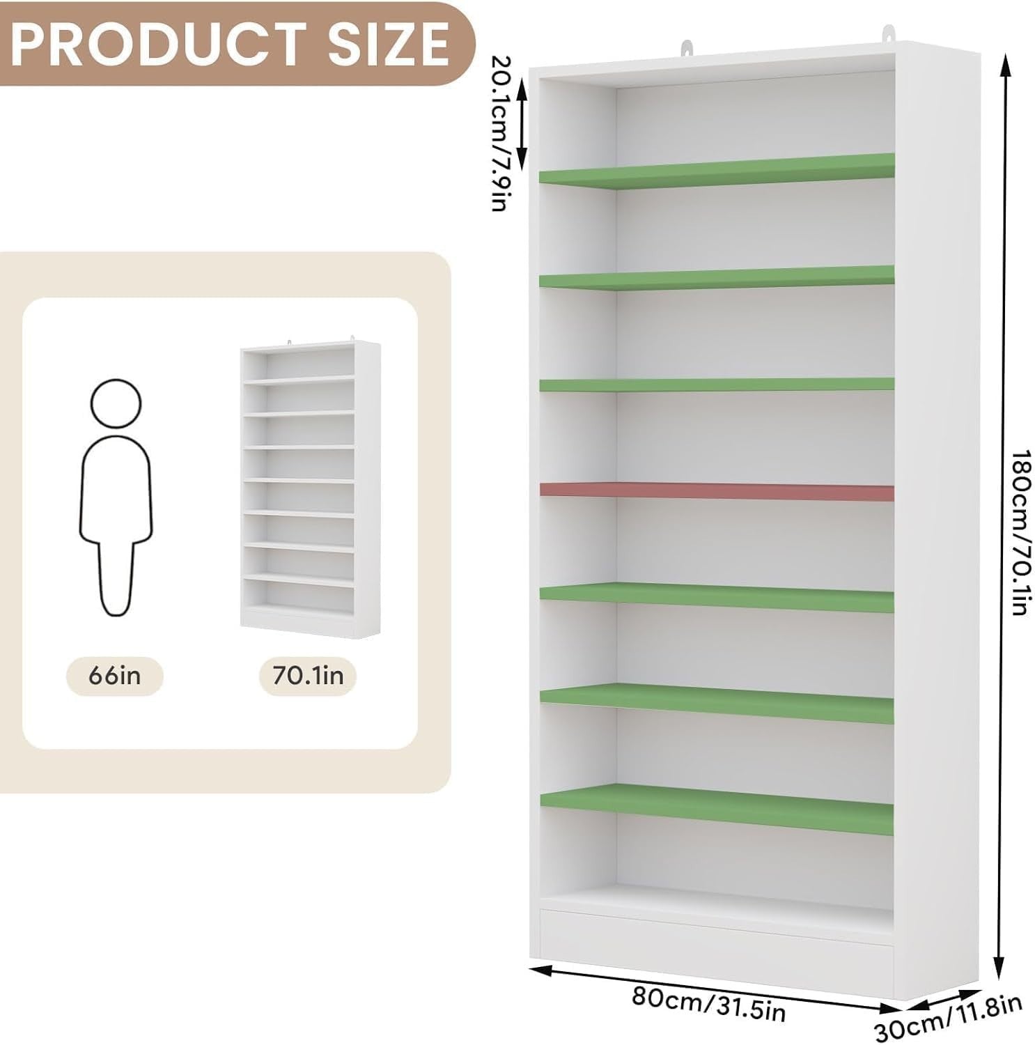 9-Tier Tall Shoe Rack Cabinet Storage Unit – White Freestanding 180cm
