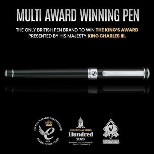 Luxury Rollerball Pen Dark Black Green Chrome Medium Gift