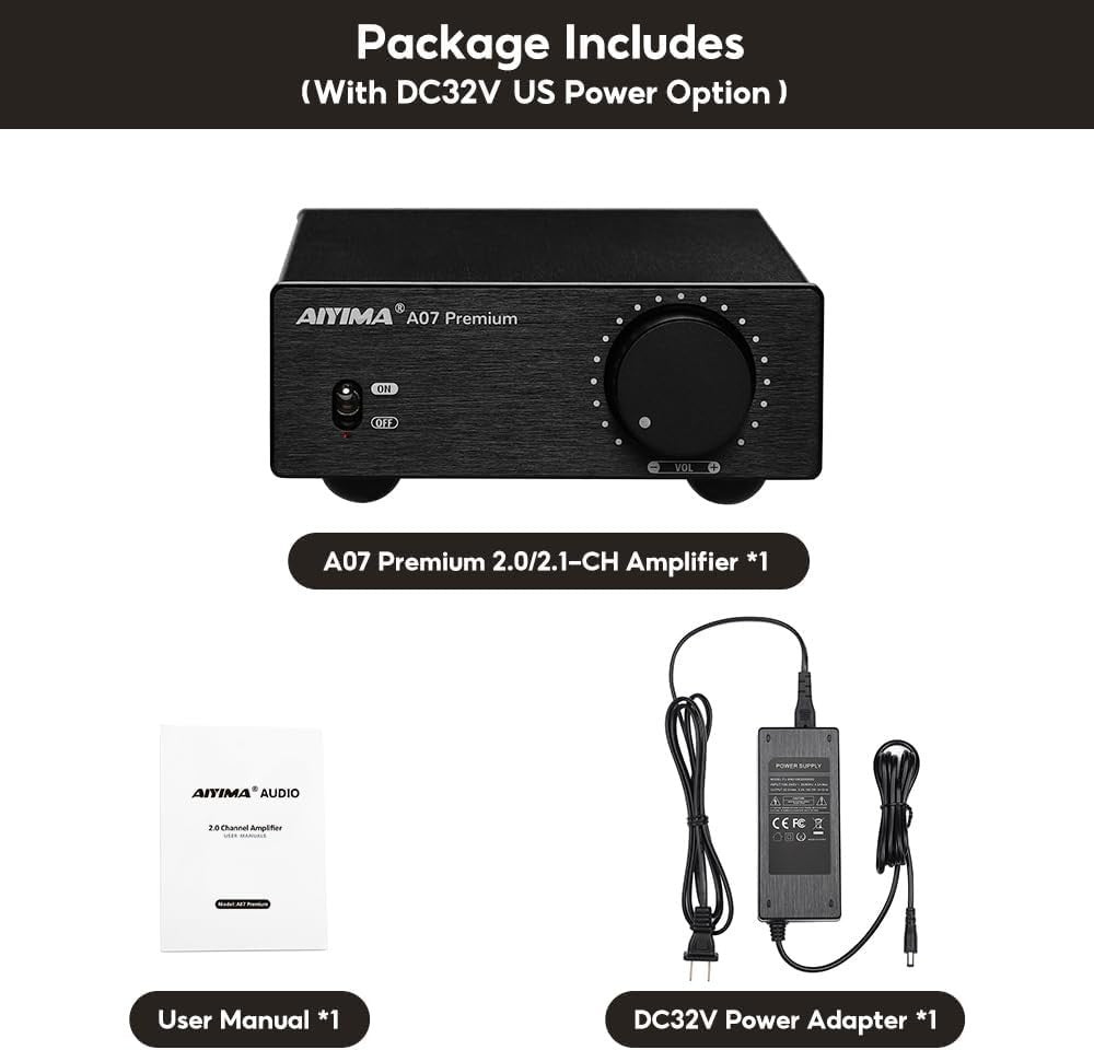 AIYIMA A07 TPA3255 HiFi Amplifier 300W×2 Class D Stereo Amp Home Audio 32V