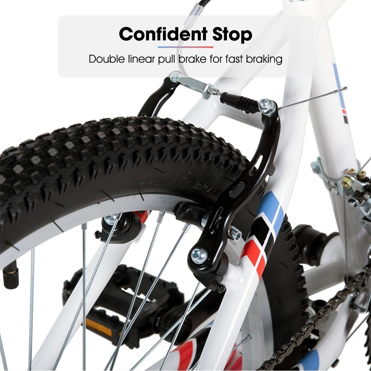 26" Mens Womens Mountain Bike 18 Speed V-Brake Steel Frame Trail MTB