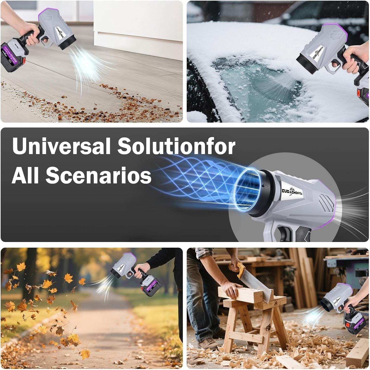 Cordless Leaf Blower 21V Dual Battery 850W Powerful Garden Snow Dust Cleaner