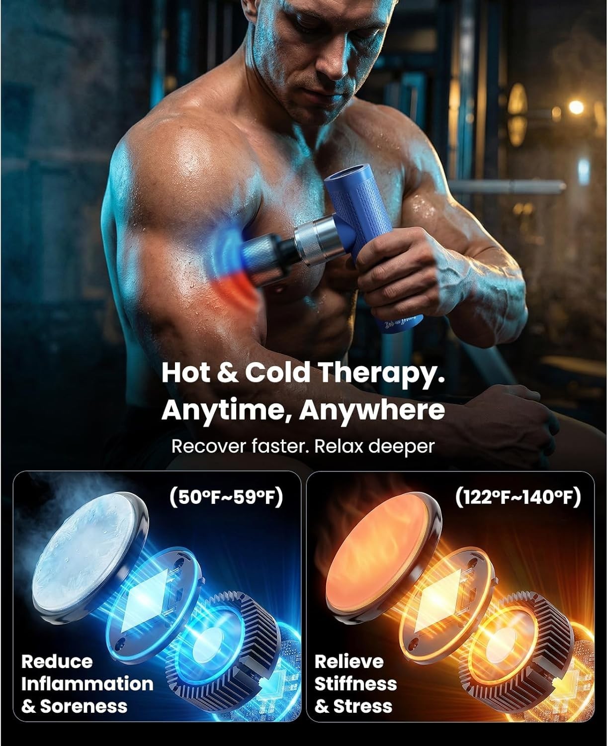 Mini Deep Tissue Massage Gun Heat & Cold Therapy Quiet 11mm 3200RPM Case