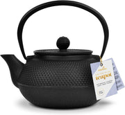 Cast Iron Teapot 650ml Chinese Tetsubin Tea Pot w Infuser Black Hobnail