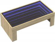 Infinity LED Mirror Coffee Table RGB Lights Modern Sonoma Oak 90x50x30cm