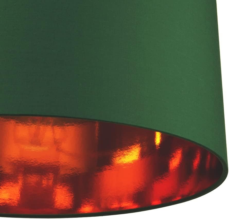 Forest Green Drum Lamp Shade Copper Lined Modern Table Floor Pendant 16"