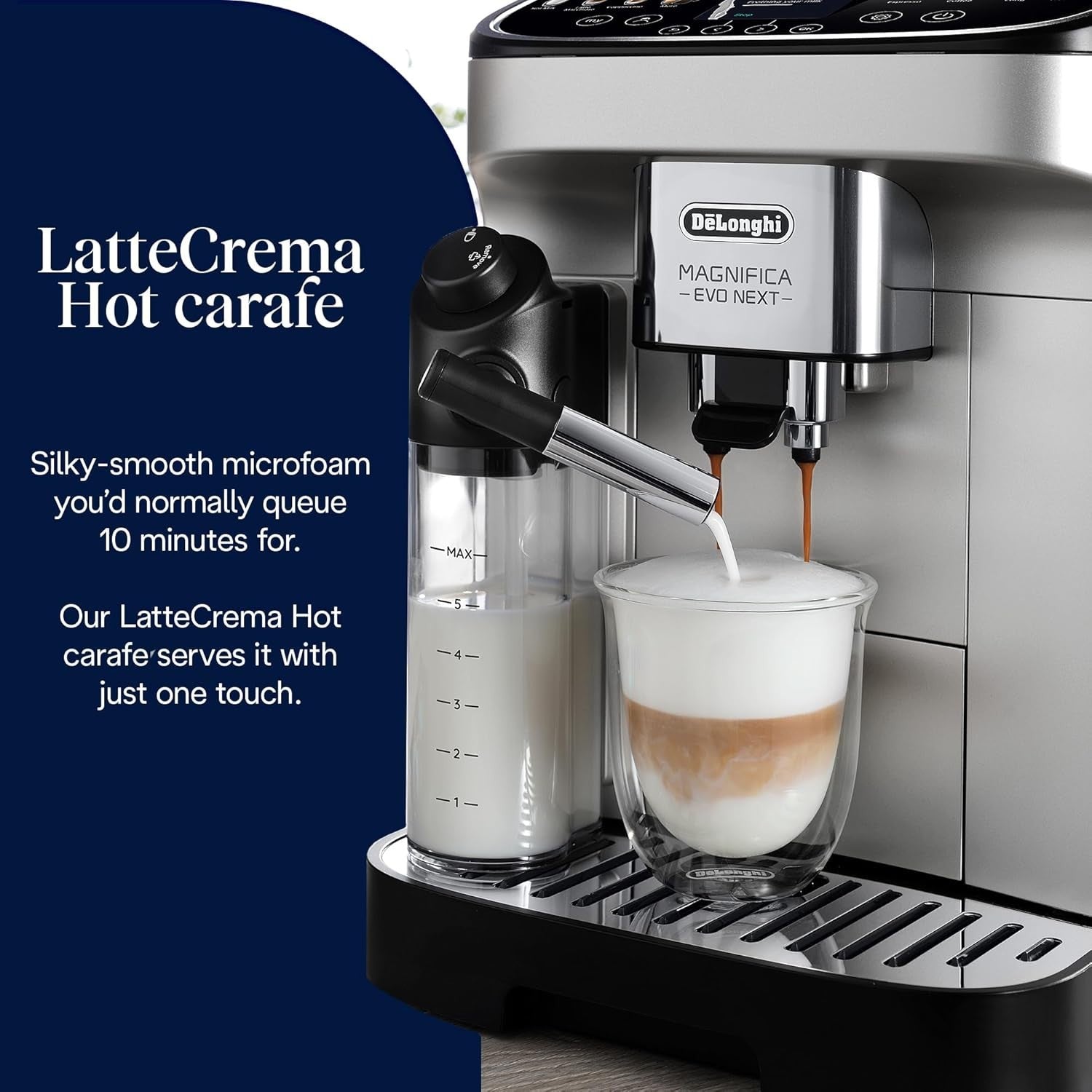 Automatic Bean-to-Cup Coffee Machine Milk Frother Touch Display 1.9L 1450W