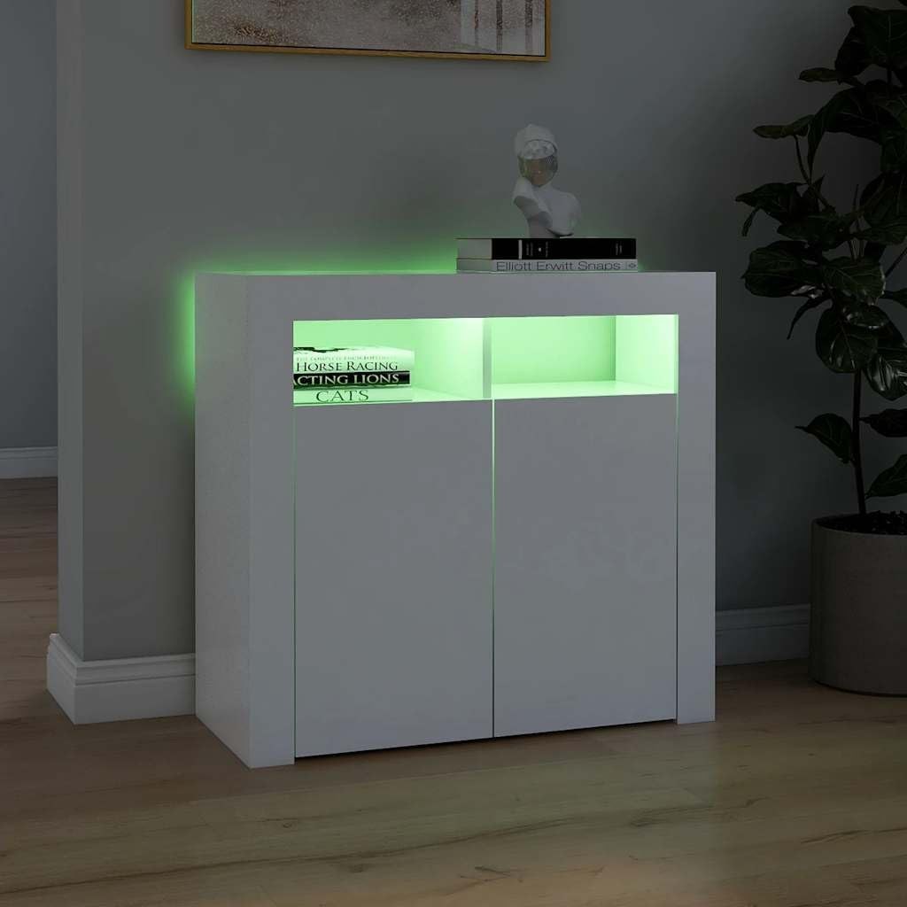 White LED Sideboard Cabinet RGB Lights Storage Unit for Living Room**