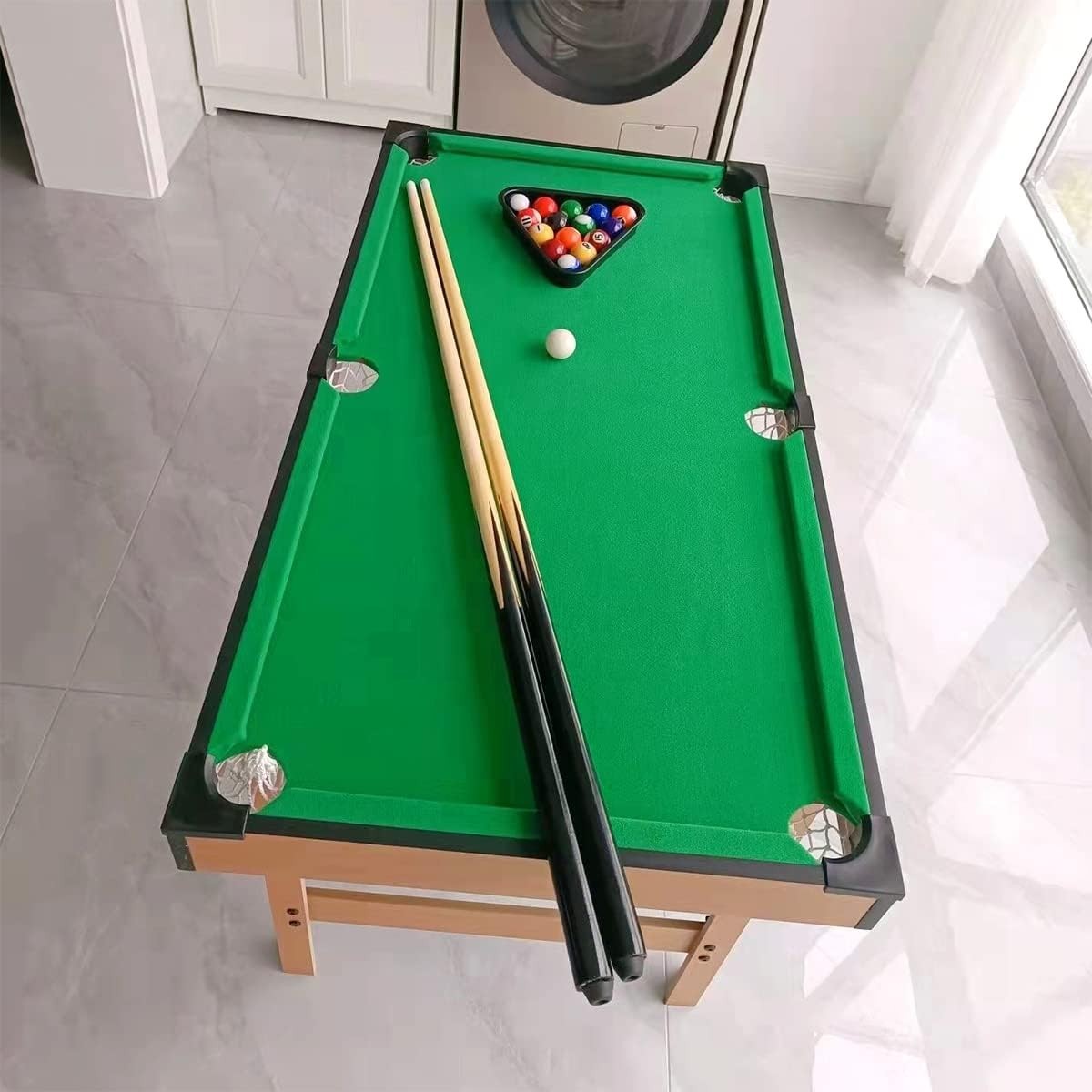 2x 36in Kids Pool Cue Sticks 13mm Tip One Piece Ash Wood