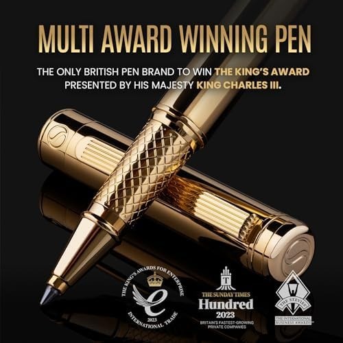 Luxury Gold Rollerball Pen 24K Plated Medium Black Ink Gift