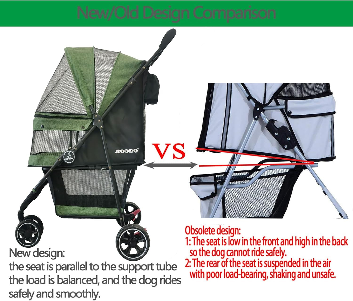 3 Wheel Pet Stroller Jogger Folding Lightweight Dogs Cats Green