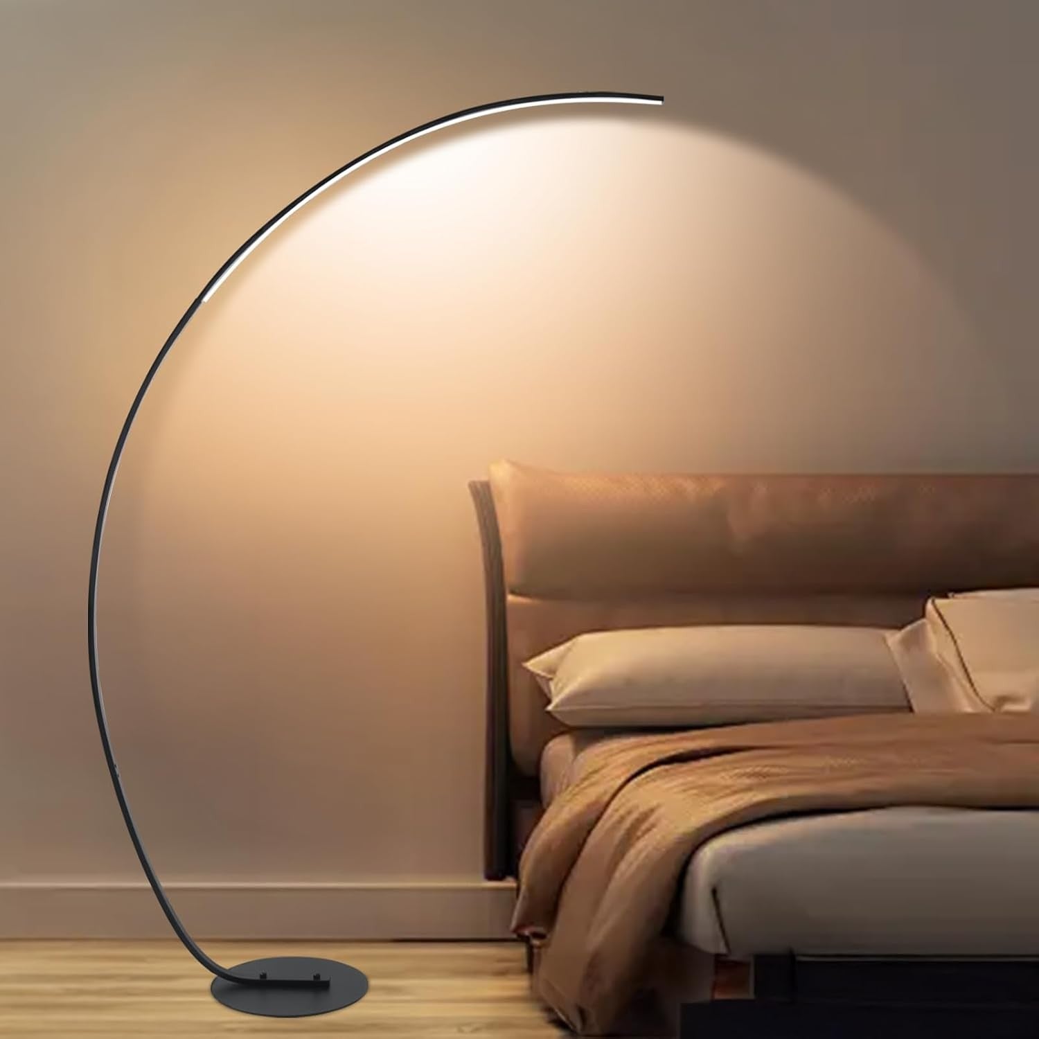 Arc LED Floor Lamp Black 40W Dimmable Reading Light 3 Color Modes