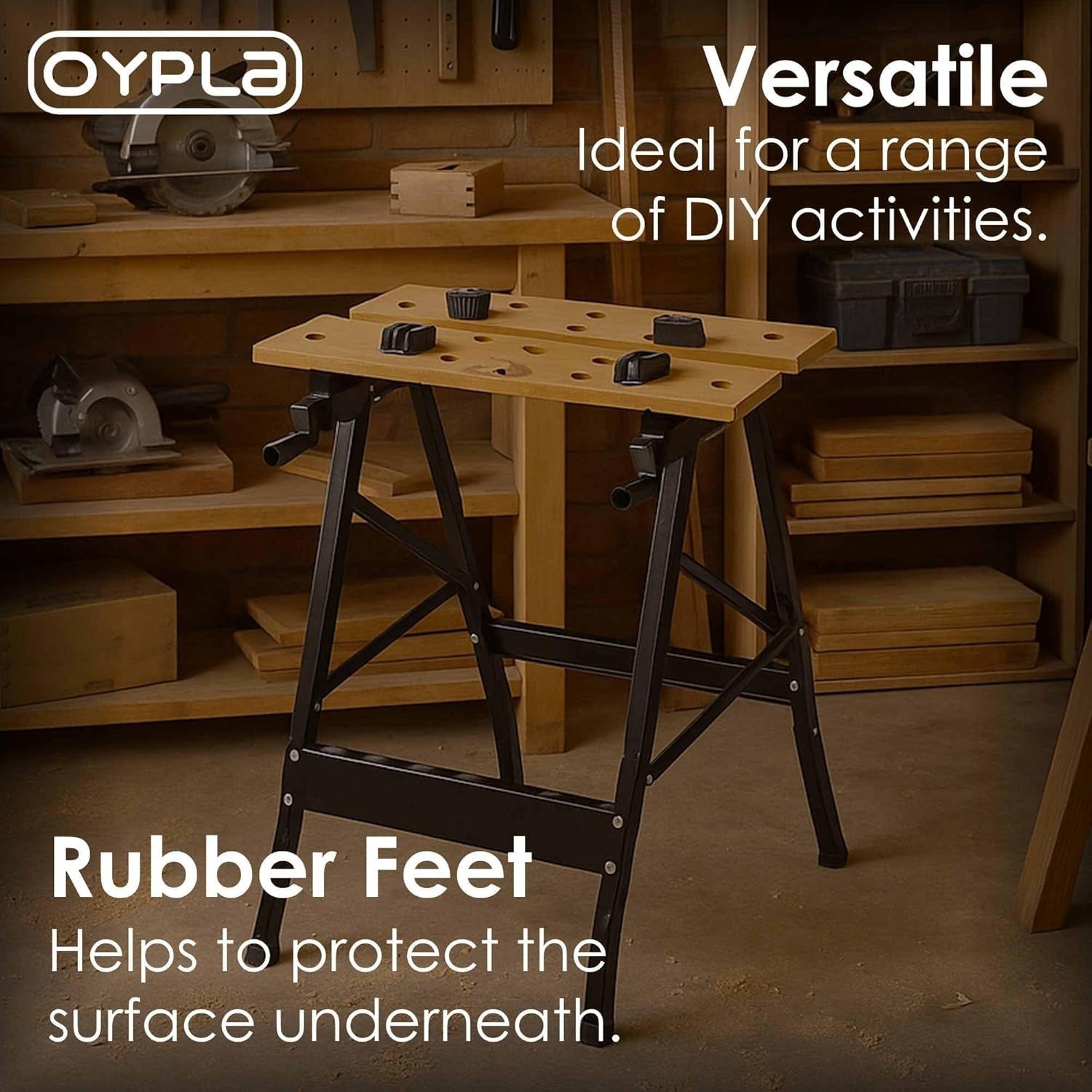 Folding Portable Workbench 100kg Capacity Steel Frame with Rubber Feet 75cm