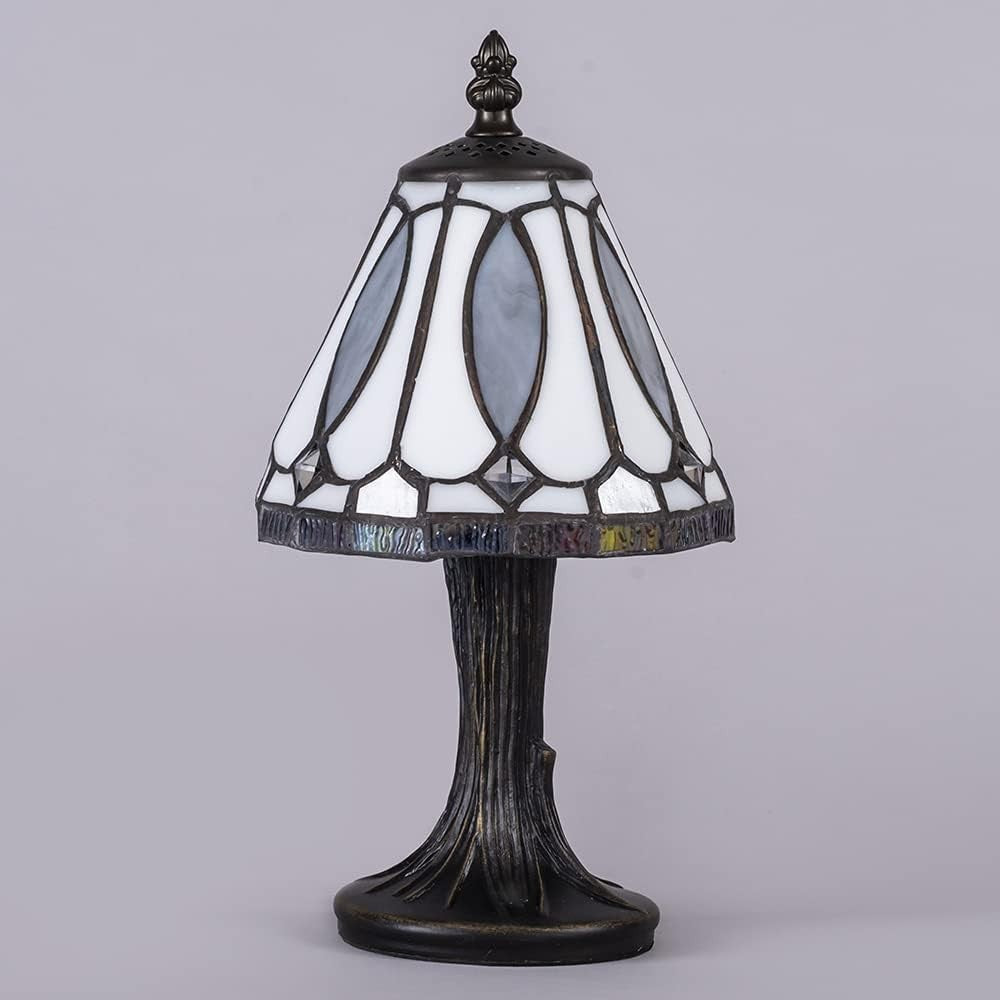Tiffany Style Table Lamp | Multi-Coloured Stained Glass Shade | 29cm Height