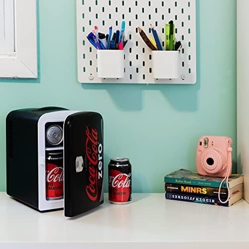 4L Mini Fridge Black Red Portable Cooler and Warmer Tabletop