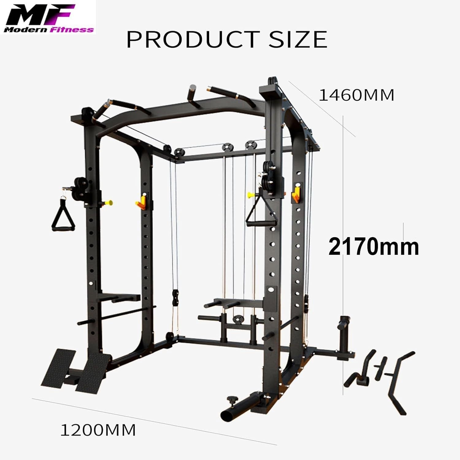 Modern Fitness Power Rack Squat Cage Cable Pulley System Red
