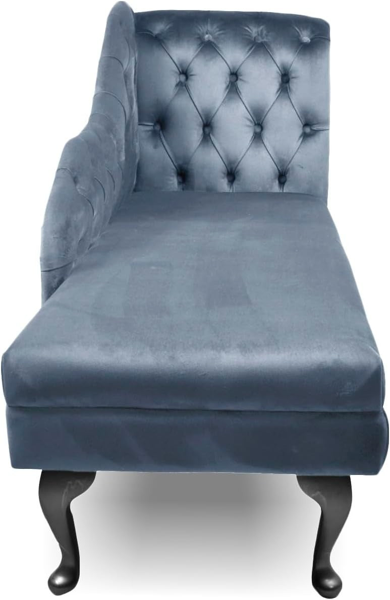Velvet Tufted Chaise Lounge Sofa Right Hand – Handmade Durable Comfort Platinum