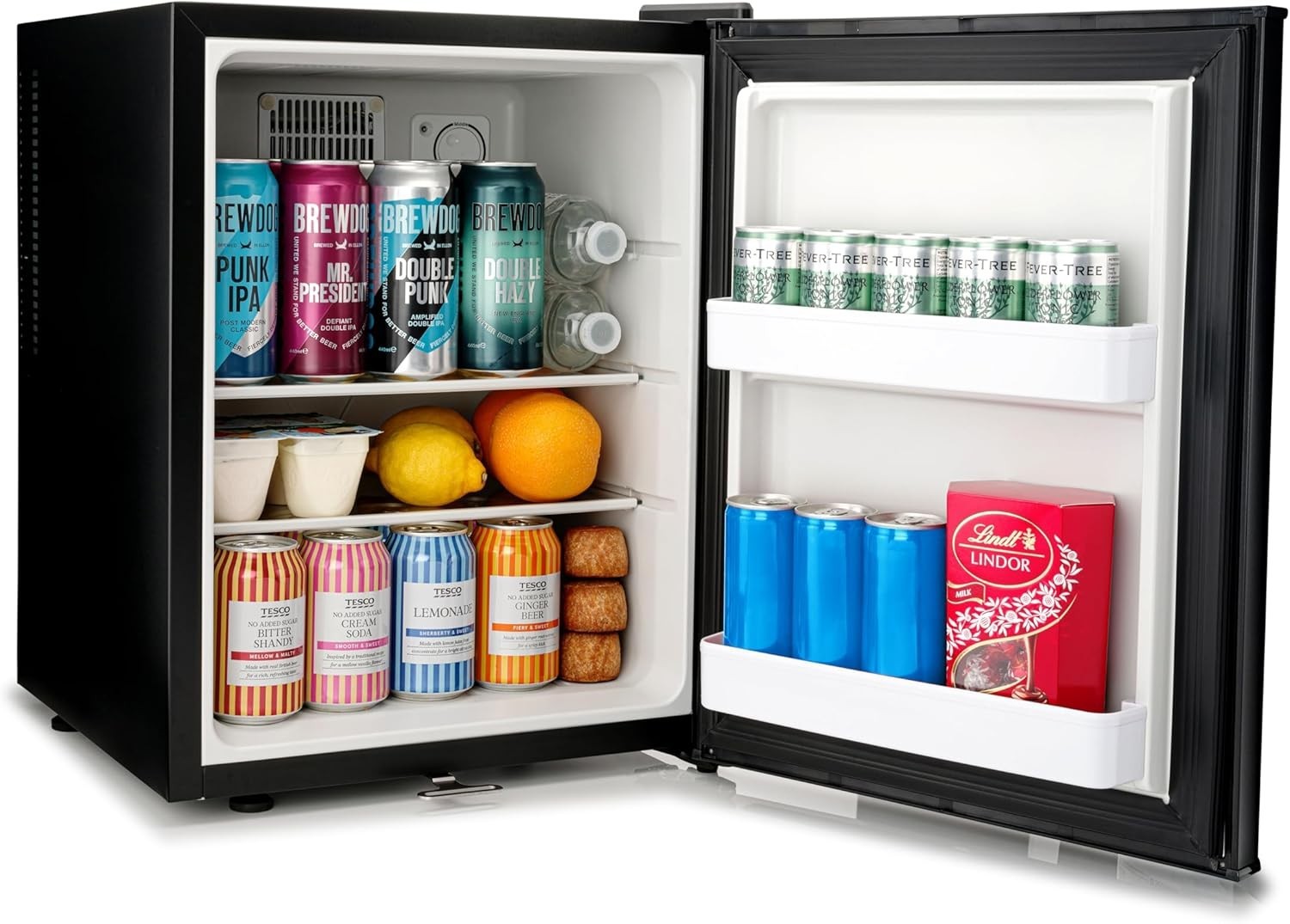 Mini Fridge 30L Compact Table Top Frost-Free LED Lockable Black