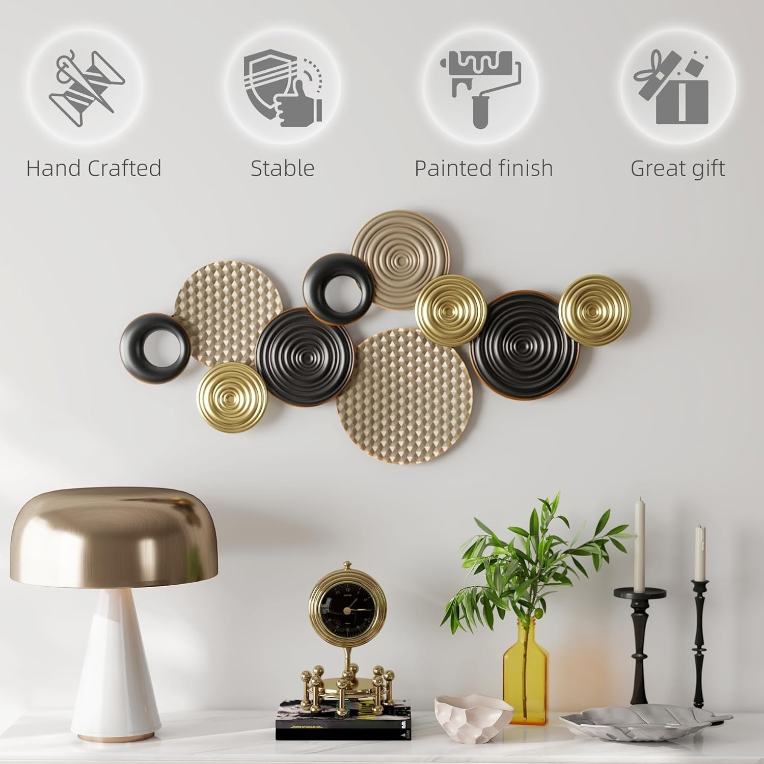 Modern Metal Wall Art – Multi-Disc Hanging Decor for Living Room