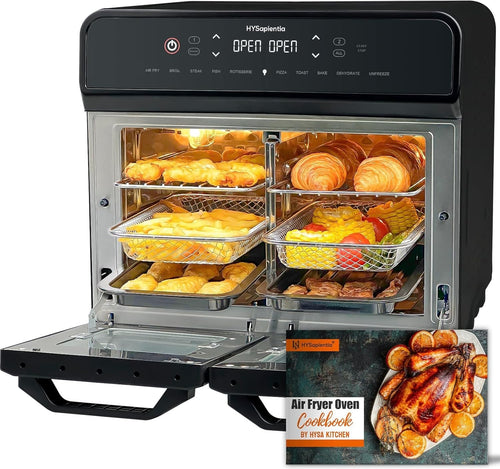 22L Dual Zone Air Fryer Oven 2400W Rotisserie 10in1 + Accessories