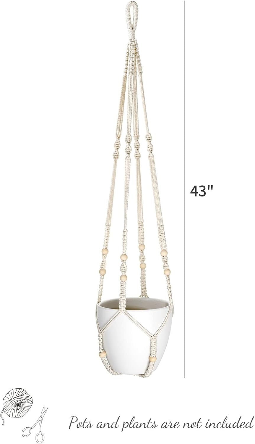 43" Macrame Plant Hanger Set of 2 Boho Indoor Outdoor Pot Holder