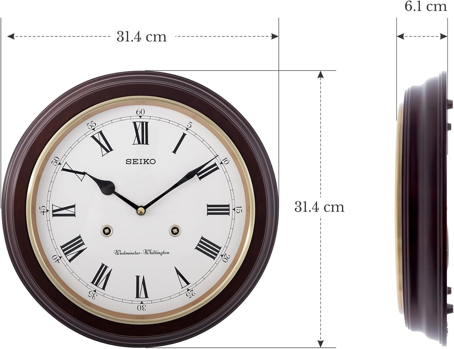Westminster Chime Wall Clock Silent Quartz Modern Vintage Station Style