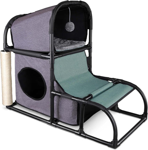 Cat Tree House Condo Scratching Post Tower Bed Climber with Peek Holes Toy