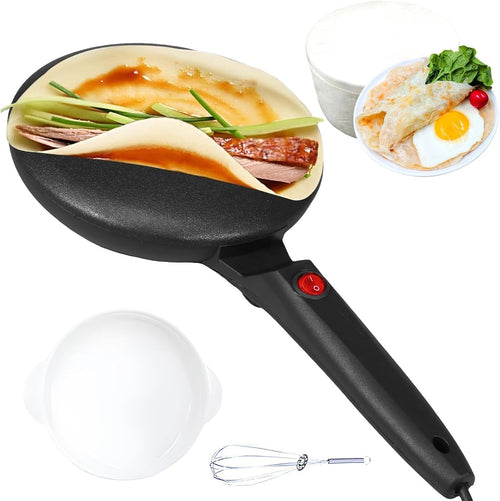 900W Electric Crepe Maker 20.5cm Nonstick Handheld Pancake Machine with Bowl