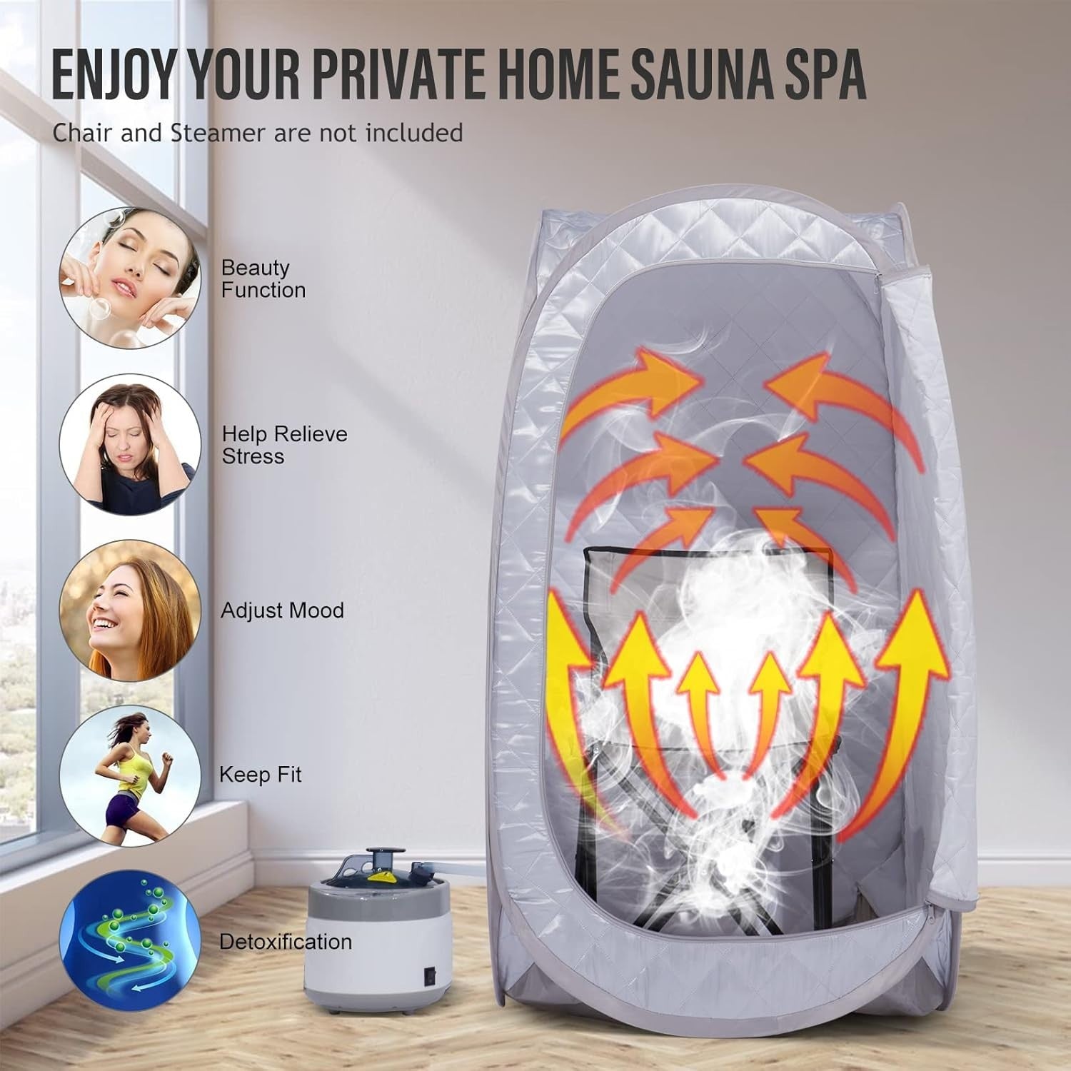 Sauna Tent Full Body Home Spa Foldable Personal Detox Therapy Grey 31.5x31.5x55.