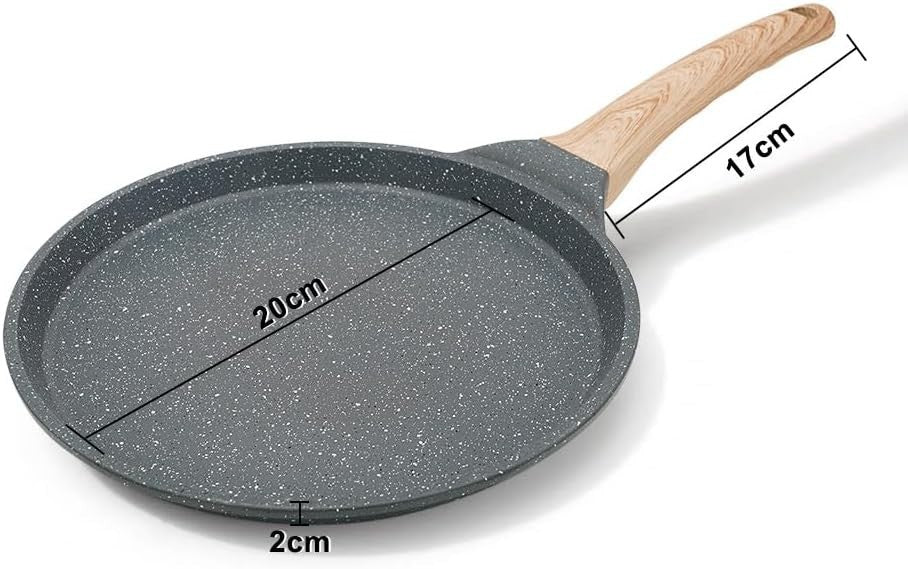Non Stick Crepe Pan 20cm Cast Aluminium Skillet Induction Compatible Black
