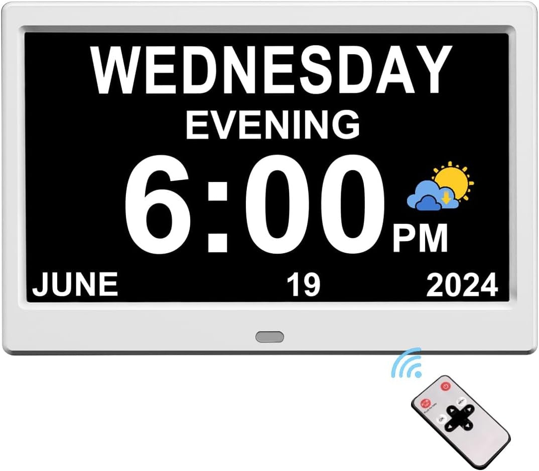 10.1” Dementia Digital Clock Large Day Date Display Auto Dimming Elderly