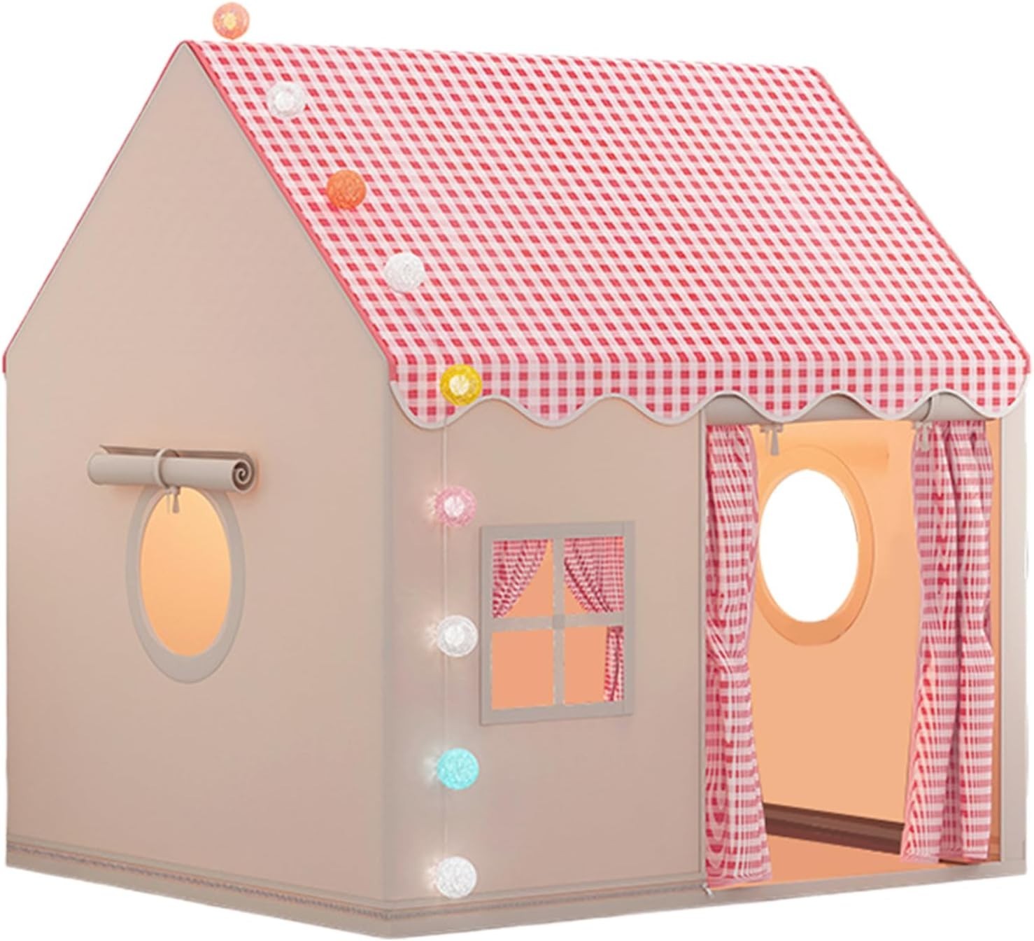 Large Kids Indoor Play Tent w Lights Mat Window Toddler Playhouse